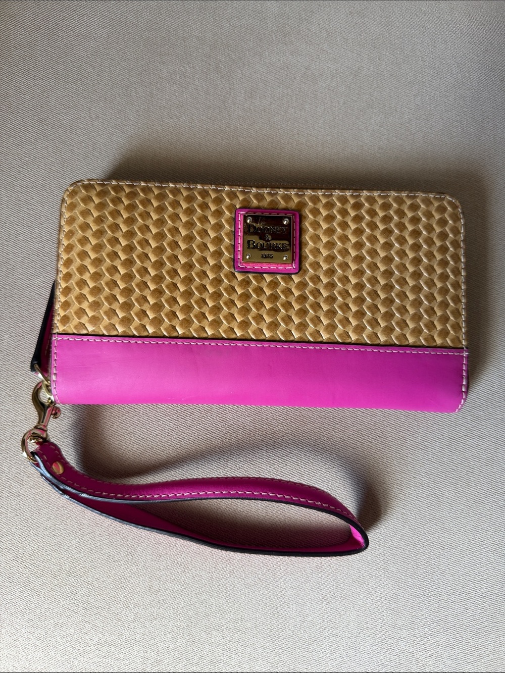 Dooney & Bourke “Woven” Beacon Leather Continental Wallet/Wristlet - Magenta